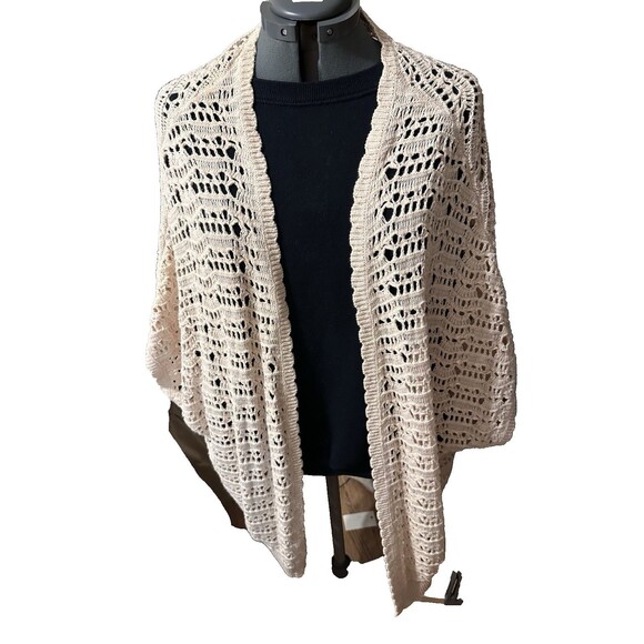 ANA A New Approach Woman Crocheted Kimono Cover up Cotton Ramie Cardigan Size 1X - Picture 1 of 9